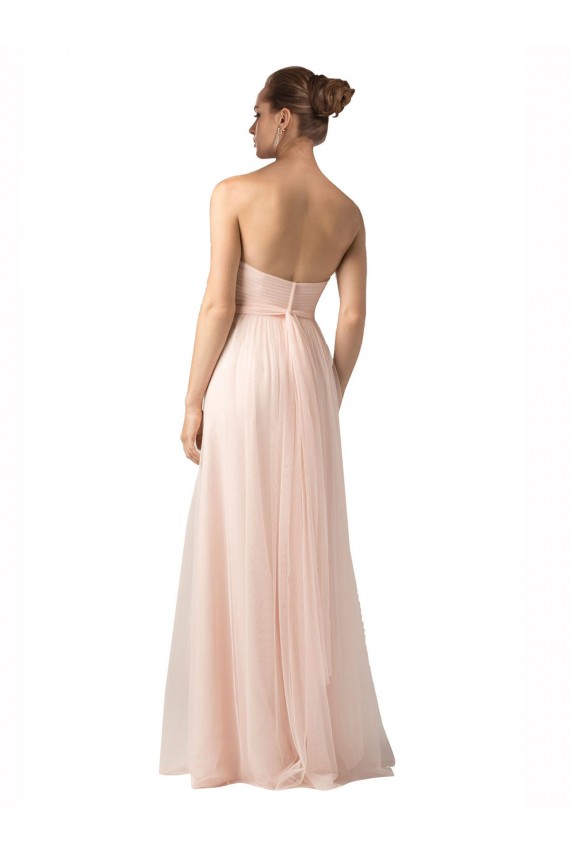 línea A Cuello de Corazón Tul Largo Vestidos de dama de honor