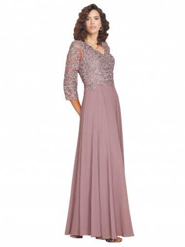 línea A Cuello en V Gasa Largo Vestidos de dama de honor / Vestidos de fiesta