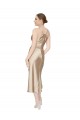 línea A Cuello en V Midi Satén sedoso Corto Formales Vestidos de dama de honor / Vestidos de fiesta / Vestidos de cóctel