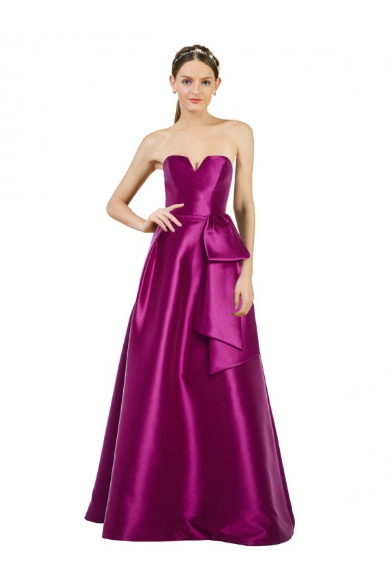 línea A Cuello en V Satén Largo Vestidos de dama de honor / Vestidos de fiesta