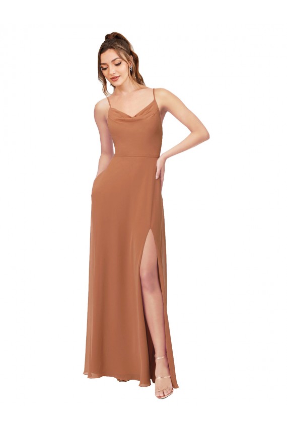 línea A Gasa Largo Vestidos de dama de honor