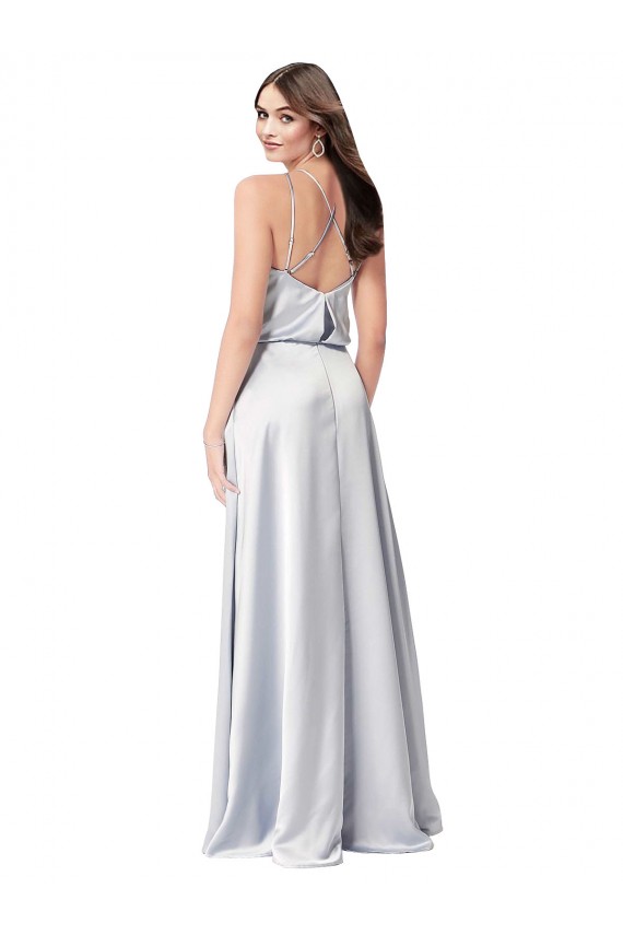 línea A Halter Satén sedoso Largo Formales Vestidos de dama de honor / Vestidos de noche