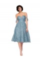 línea A Hombros Descubiertos Encaje Corto Vestidos de dama de honor / Vestidos de cóctel