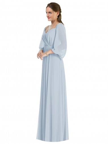 línea A Hombros Descubiertos Gasa Largo Formales Vestidos de dama de honor / Vestidos de noche