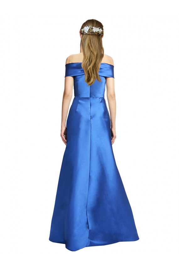 línea A Hombros Descubiertos Satén Largo Formales Vestidos de dama de honor / Vestidos de fiesta