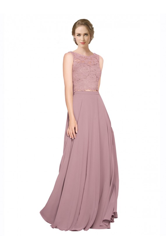 línea A Ilusión Gasa Encaje Largo Vestidos de dama de honor / Vestidos de fiesta